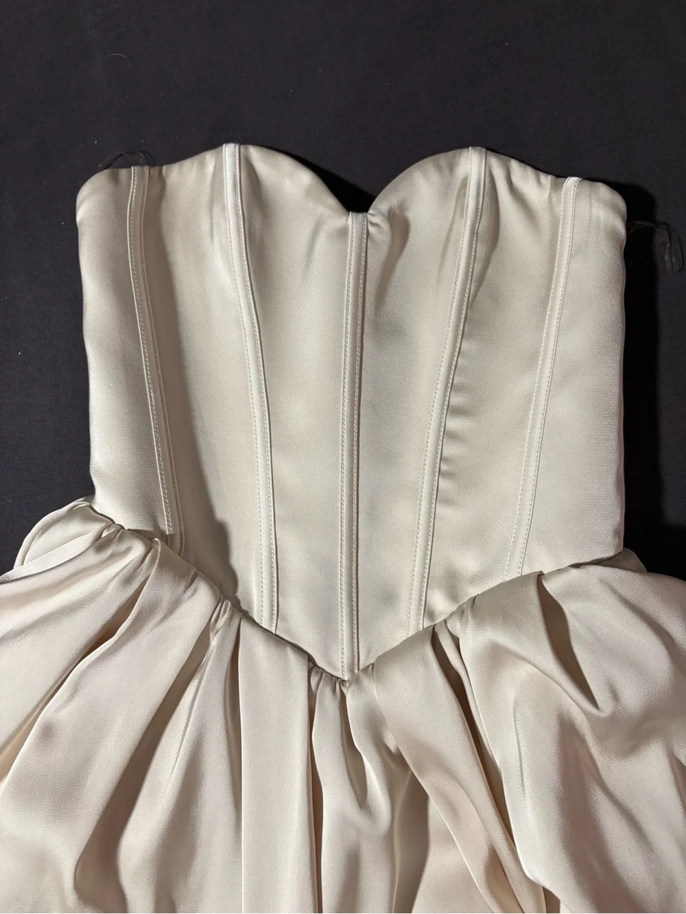 Strapless Ivory Party Dress with Sweetheart Bodice